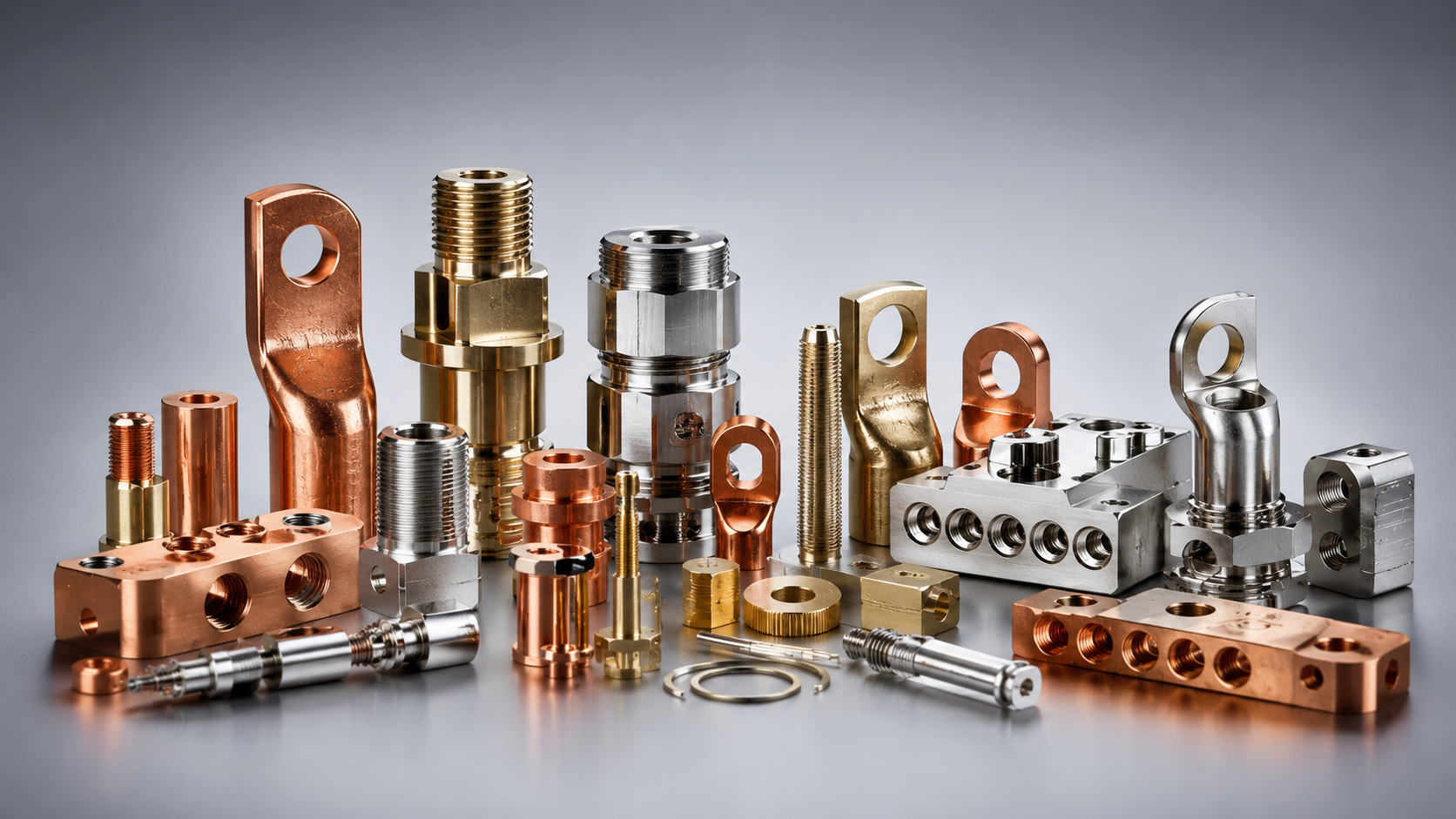 Electrical terminals, connectors, conductive parts, and industrial assembly hardware
